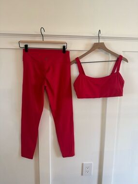 Women's Red Active Leggings & Bralette Set